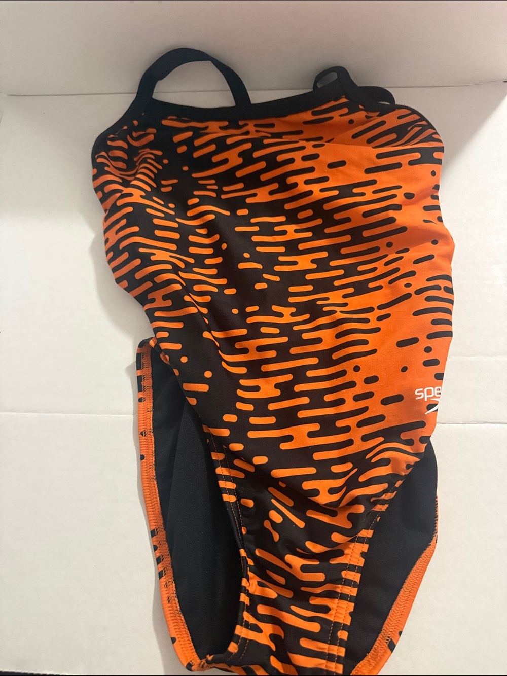 Speedo Black & Orange Graphic Racerback One-Piece Swimsuit